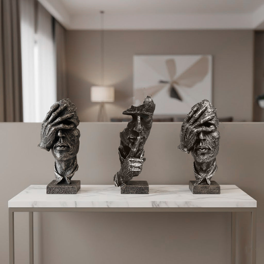 SOGA Home & Living Bundle – Abstract Resin Face Sculptures for Modern Art Home Decor-1