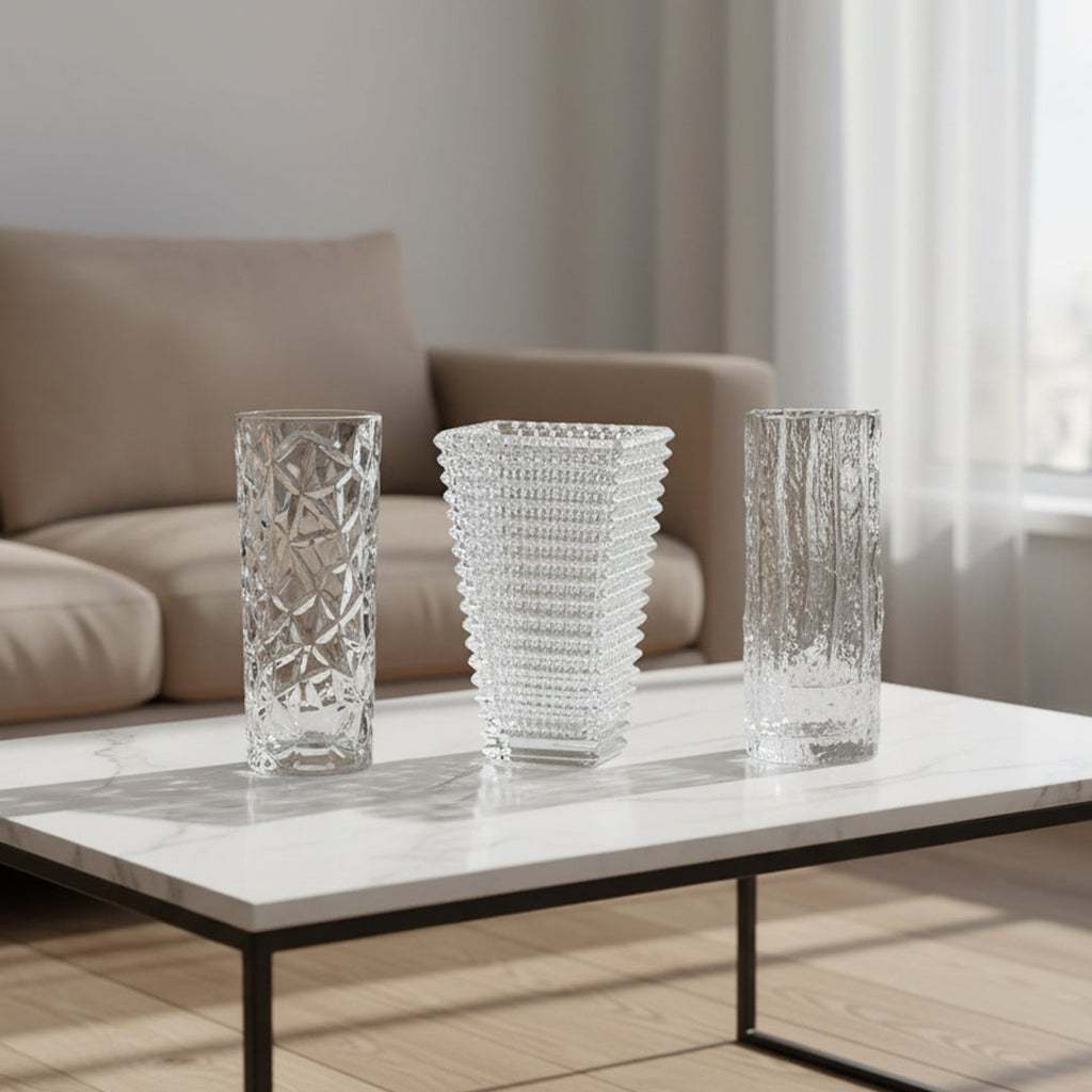 SOGA Home & Living Bundle – Handcrafted Clear Glass Vases for Elegant Home Décor-1