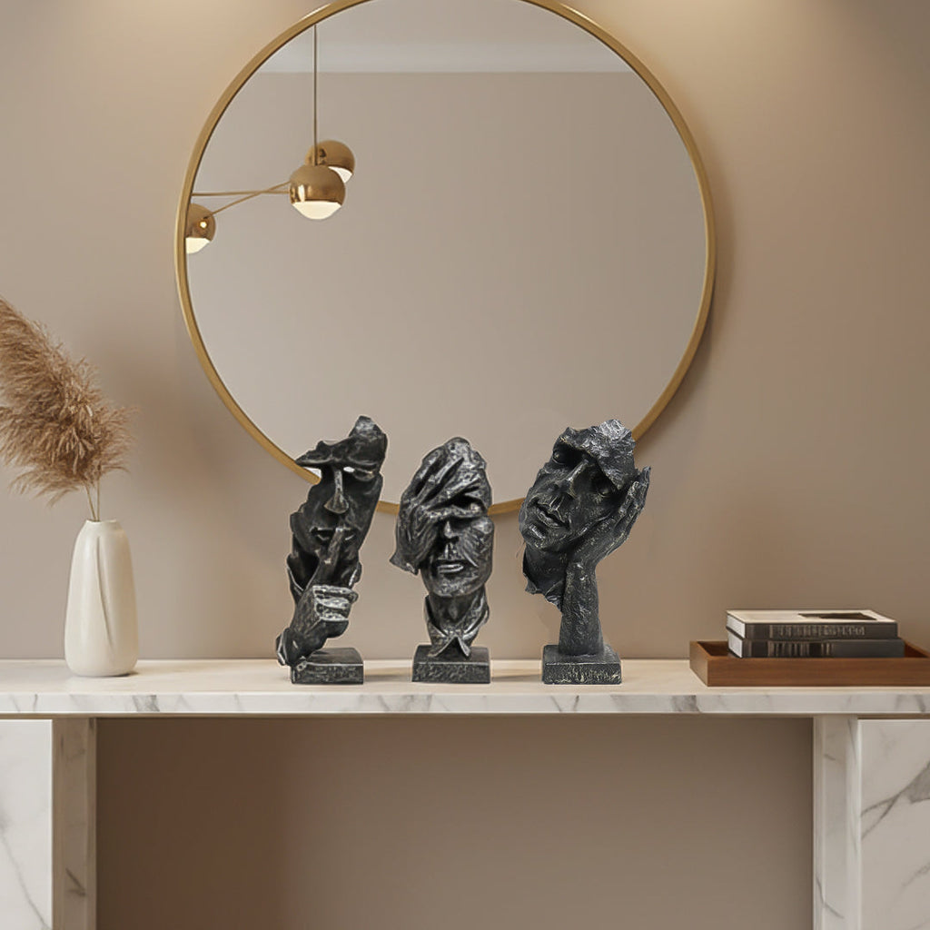 SOGA Home & Living Bundle – Abstract Resin Face Sculptures for Modern Art Home Decor-3