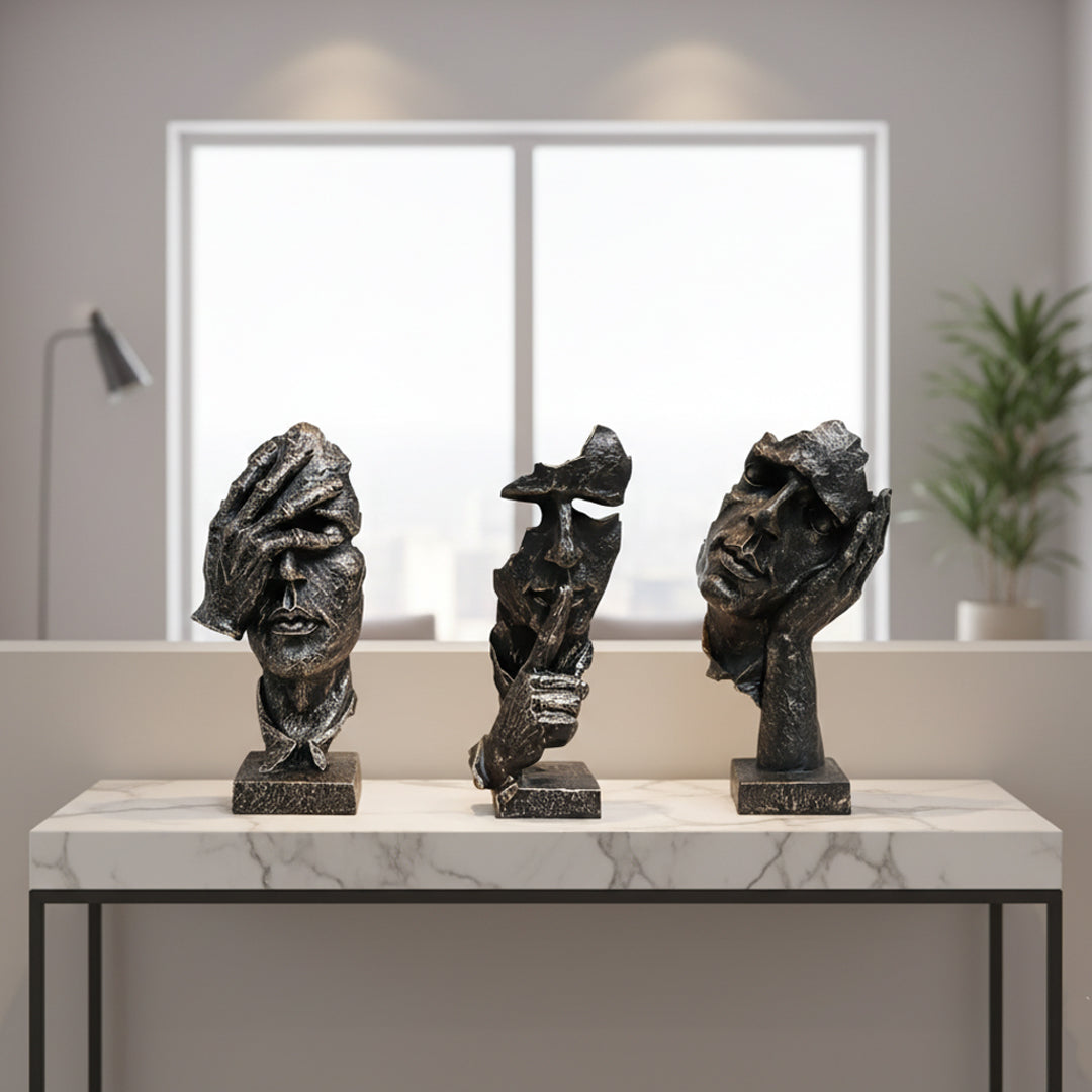 SOGA Home & Living Bundle – Abstract Resin Face Sculptures for Modern Art Home Decor-4