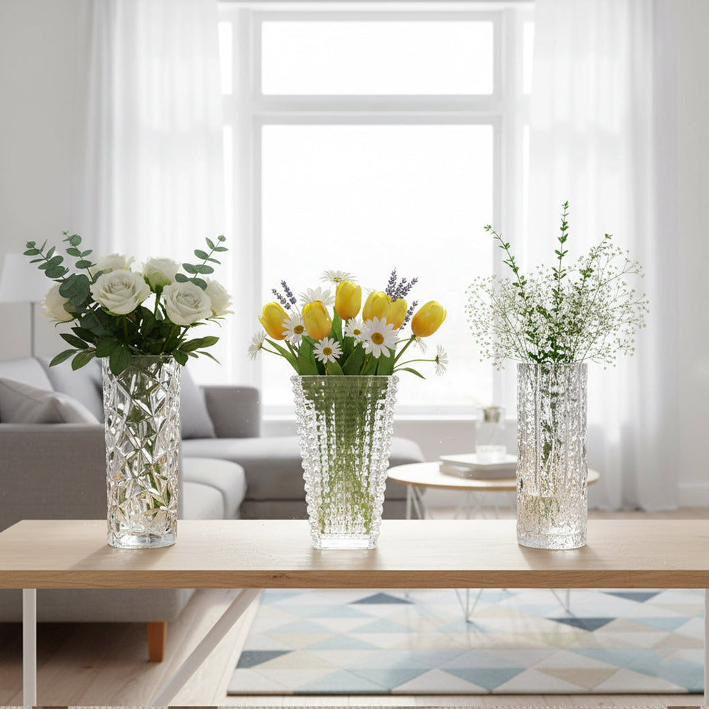SOGA Home & Living Bundle – Handcrafted Clear Glass Vases for Elegant Home Décor-4