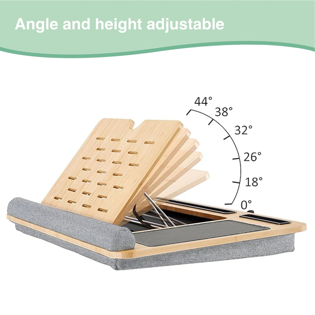 CARLA HOME Bamboo Laptop Lap Desk with Cushion and Angle Adjustable for Office and Home-3