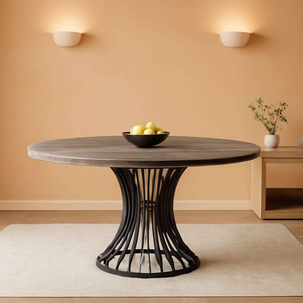 Round Dining Table 47 Inch Grey For Kitchen And Living Room-0