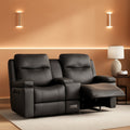 Grey Double Reclining Loveseat For Living Room Home Theater-0