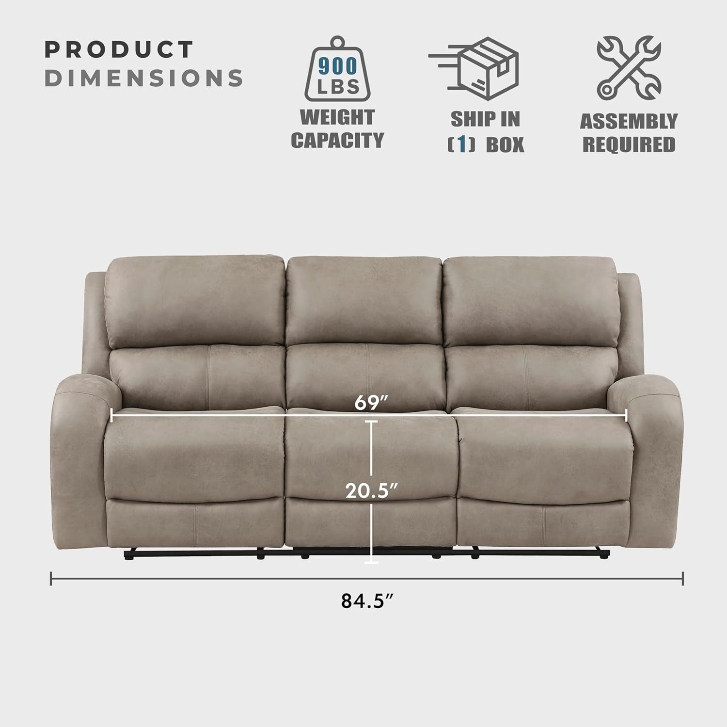 84.5 Inch Brown Recliner Couch Living Sofa Home Theater-1